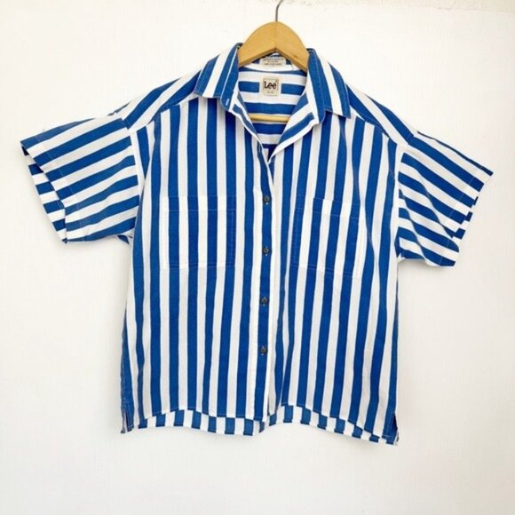 Lee Blue & White Striped Resort Shirt Relaxed boxy fit 1size 0 - Picture 10 of 10
